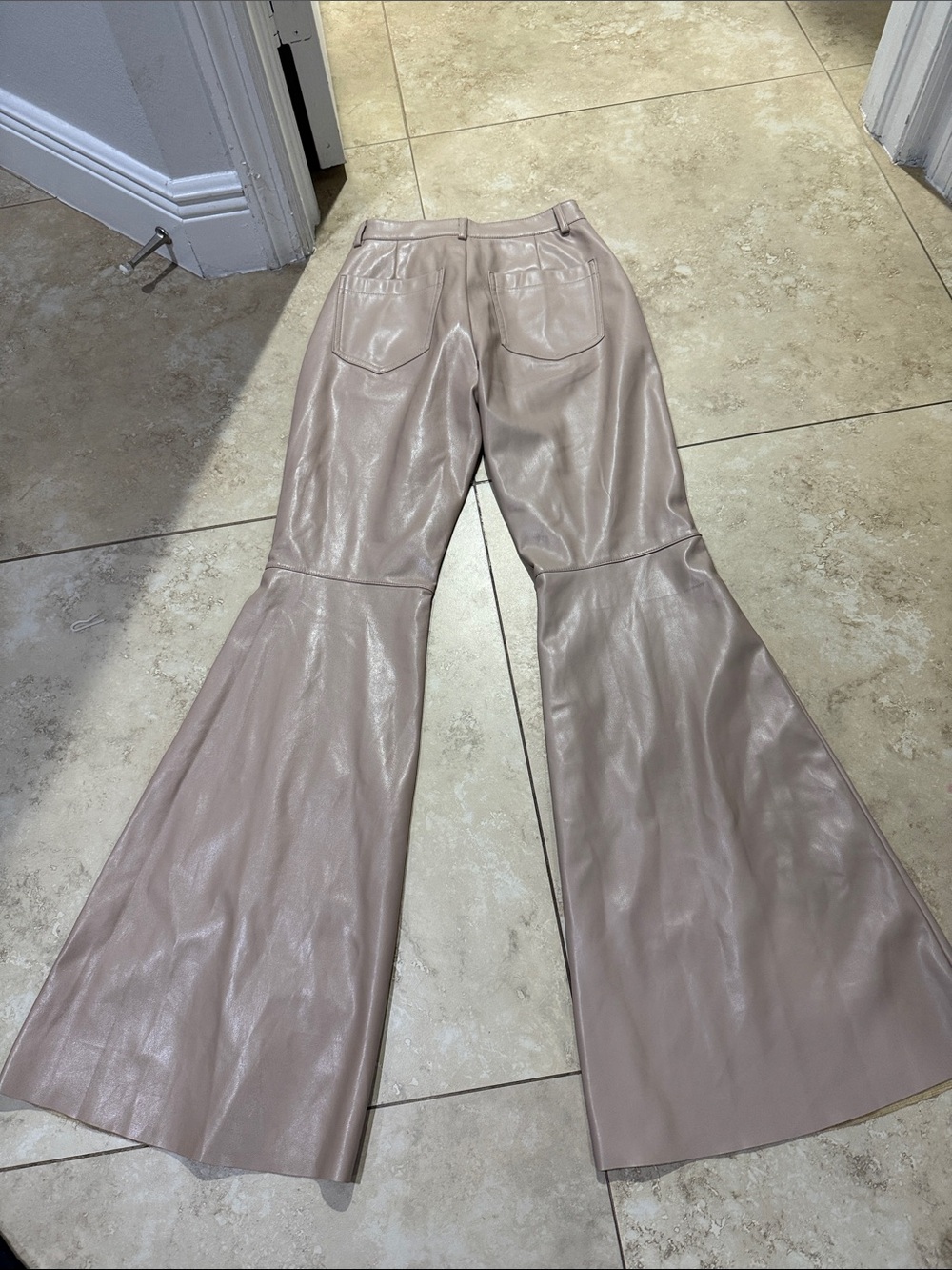 Forever 21 Taupe Faux Leather Flare Jeans